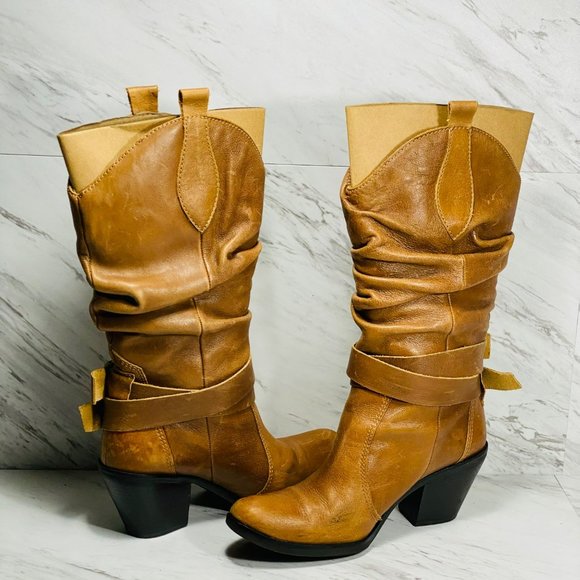 Matisse "Willee" Ruched Boots brown leather sz 6.5 M - Picture 1 of 6